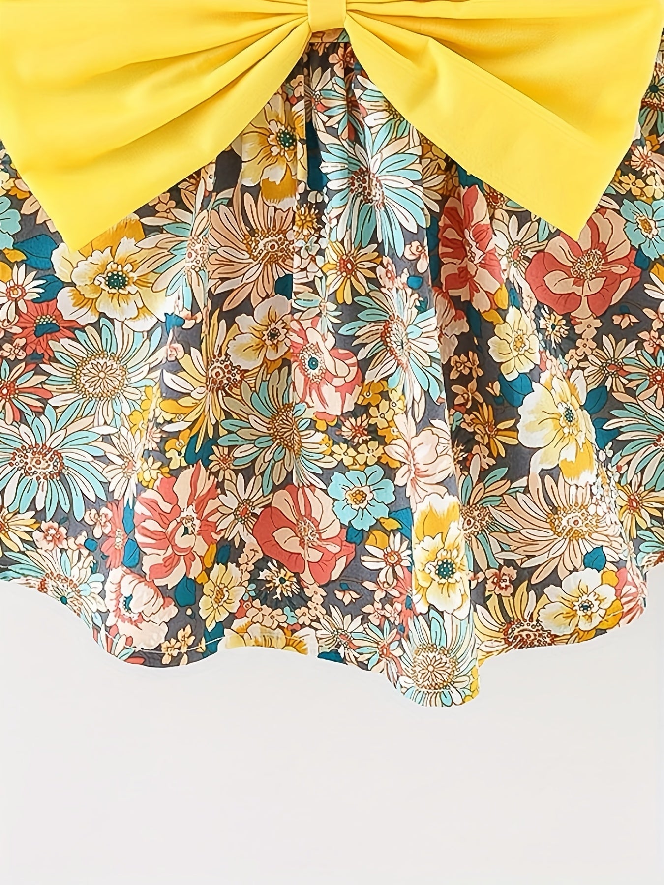 2pcs Baby Girls Floral Print Sleeveless Dress & Hat Set