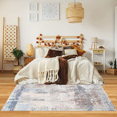 Washable Fluffy Bedroom Area Rug Abstract Carpet with Non Slip Backing