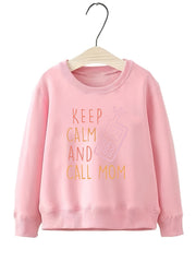 Fun Phone Call & Mom Pattern Sweatshirt For Girls