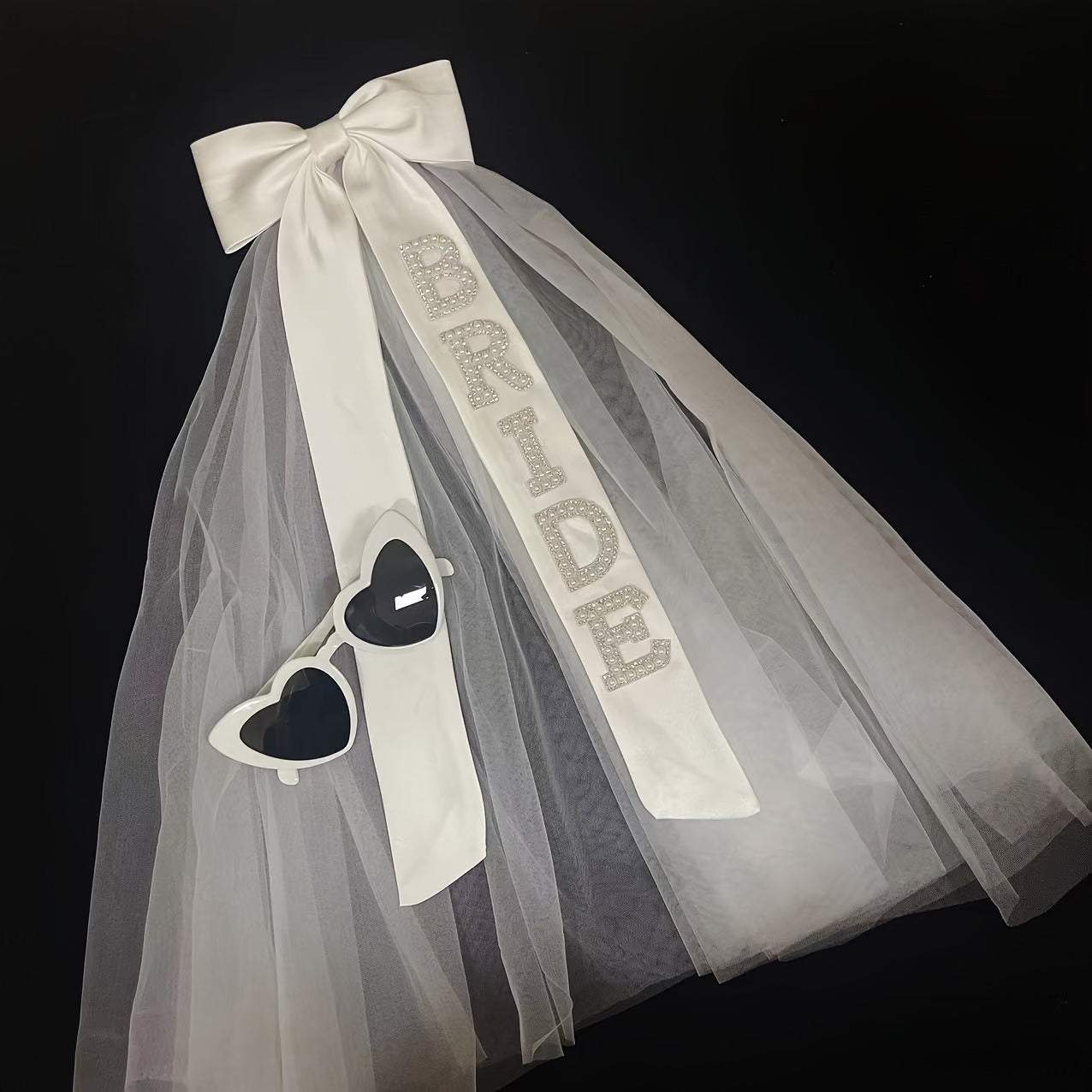 Bridal Veil and Bow Set - Wedding Party Bride Accessory