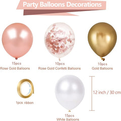 50pcs 12in Rose Golden Confetti Balloon Set - Party, Wedding Shower Decoration
