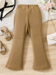 Girls' Ribbed Flare Leg High Waist Bell Bottom Pants
