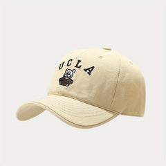 Bear Embroidered Baseball Cap Cotton Casual Sunshade Dad Hat