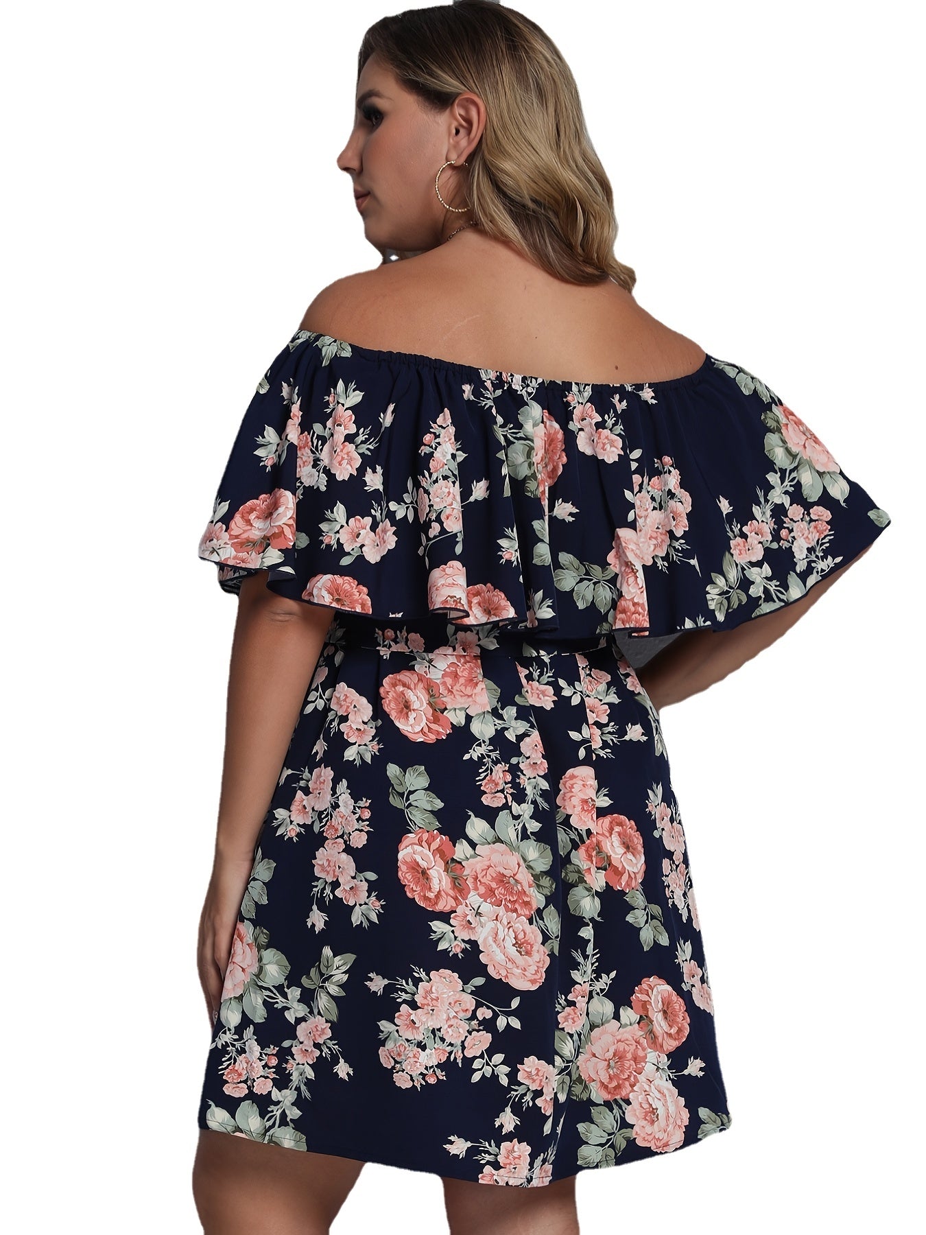 Floral Off Shoulder Plus Size Dress
