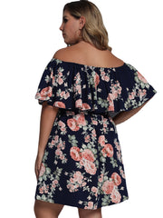 Floral Off Shoulder Plus Size Dress