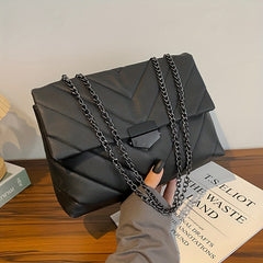 Quilted Shoulder Bag Solid Flap Chain Bag Classic Purse
