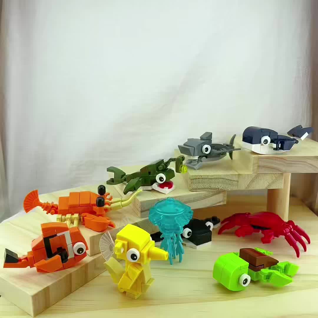 10pcs Ocean Adventure Building Block Set ABS Plastic Sea Life Models