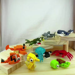 10pcs Ocean Adventure Building Block Set ABS Plastic Sea Life Models
