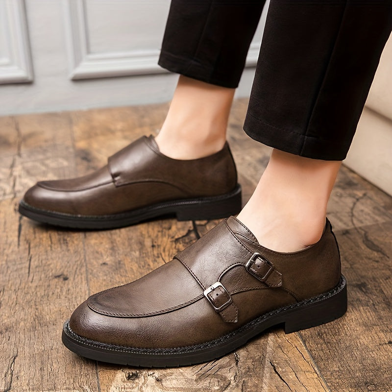 Men's Double Monk Loafers Wear resistant Non Slip Comfy Casual Shoes