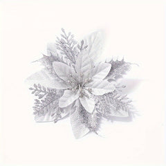 10pcs Christmas Golden Powder Garland Decoration Flowers Christmas Tree Pink