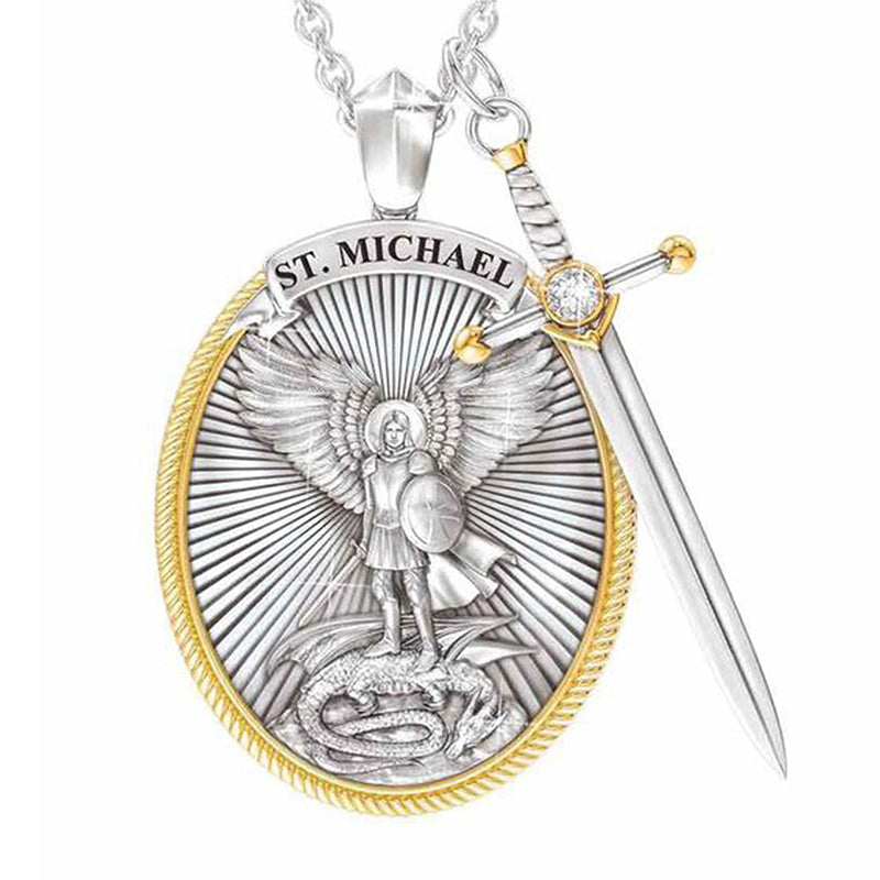 St. Michael Archangel Shield God Sword Necklace