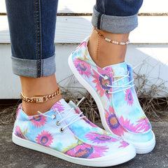 Sunflower Pattern Boat Shoes Lightweight Walking Shoes Women's Footwear