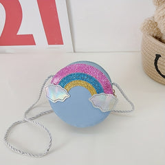 Kids Mini Round Crossbody Bag Rainbow Coin Purse for Girls
