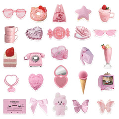 50 Pink Waterproof DIY Stickers for Phone Case Luggage Decor