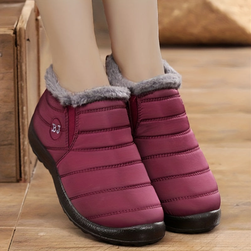 Women's Winter Snow Boots Warm Velvet Slip On Waterproof Shoes