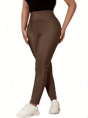 Basic Leggings Wide Waistband High Rise Slim Fit Leggin