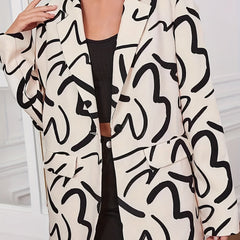 Abstract Stripe Print Long Sleeve Blazer