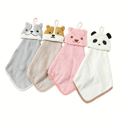 Animal Pattern Hanging Towel Coral Velvet Fingertip Towel