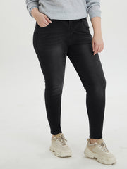 Casual Jeans Women's High Stretch Tapered Leg Washed Jeans