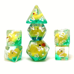 7pcs Set Yellow Duck Board Game Dice Set Polyhedral Table Game Dice