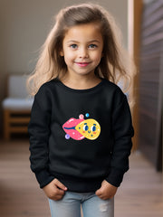 Cartoon Lips Graphic Sweatshirt for Kids