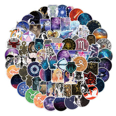 100pcs Zodiac Sign Stickers for Water Bottles Laptops Skateboards