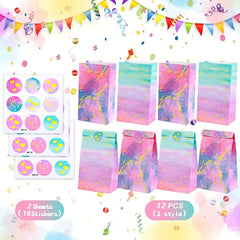 12pcs Pink Princess & Mermaid Unicorn Party Favor Bags for Girls