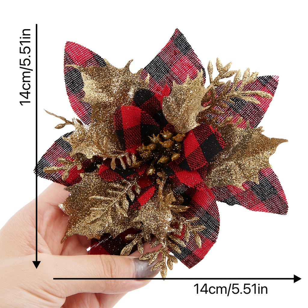 Christmas Decorations Golden Powder Lattice Christmas Flowers