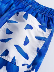 Feathers Print Shorts Casual Elastic Waist Drawstring Summer Pool Beach Shorts