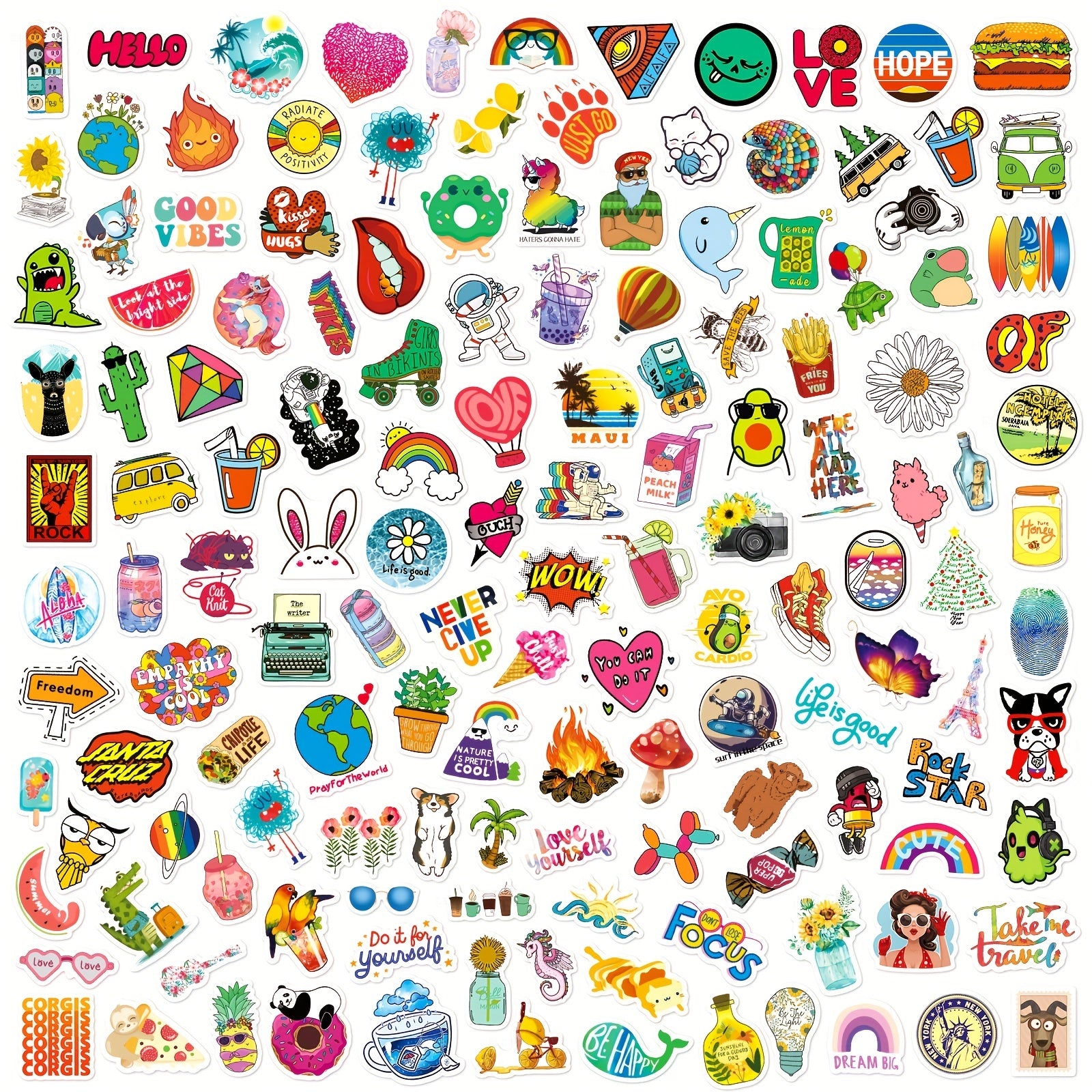 1000pcs Cartoon Colorful Doodle Stickers Water Cup Notebook Journal Decoration