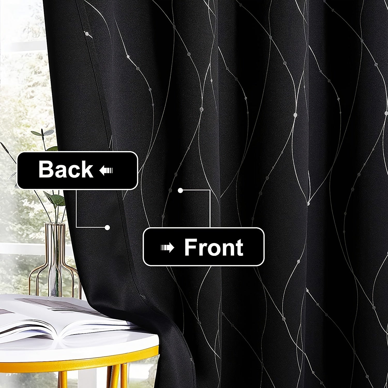 Silver Wave Line Blackout Curtain Home Decor