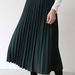 Elastic Waist Pleated Midi Skirt for Women