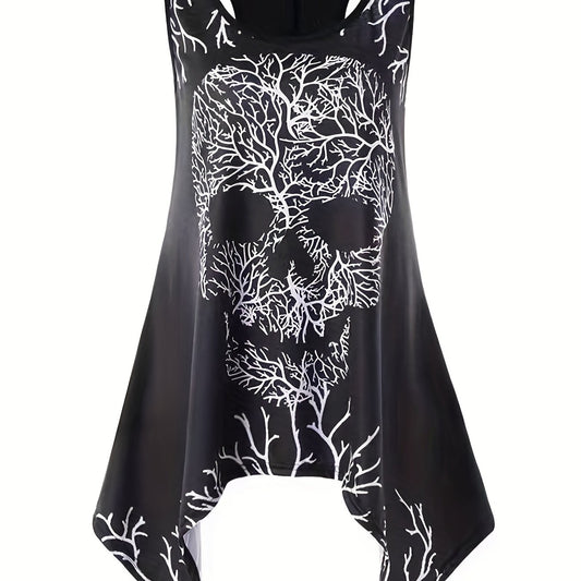 Skull Print Tank Top Sleeveless Crew Neck Casual Summer Women's Clothing