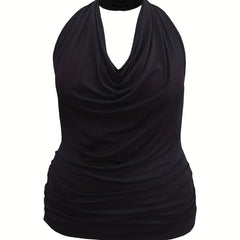 Cowl Halter Neck Plus Size Tank Top