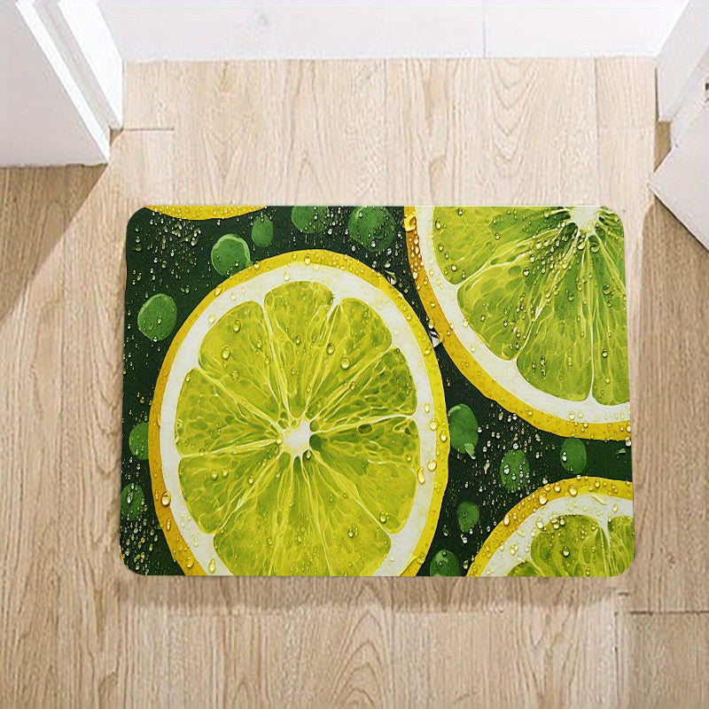 Flannel Kitchen Runner Rug Lemon Strip Carpet Non Slip Mat