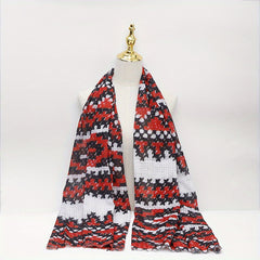 Geometric Dotted Print Red Scarf Hijab Vintage Windproof Head Wrap