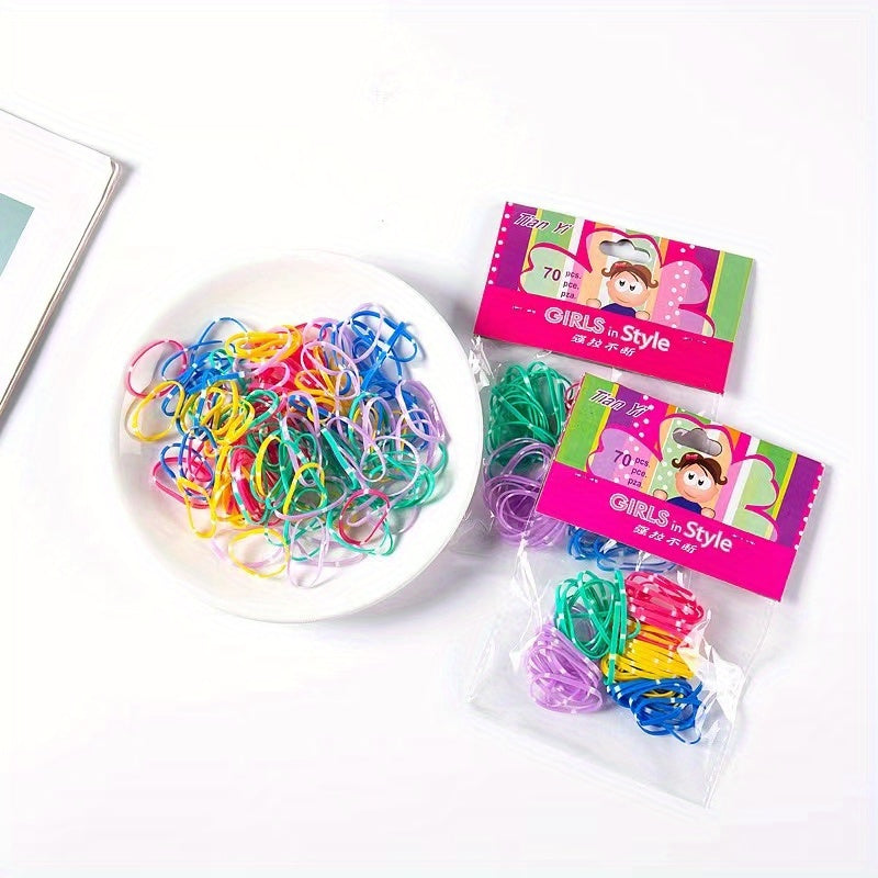 70 Colorful Elastic Hair Bands for Girls