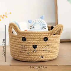 Cat Ear Cotton Storage Basket - Desktop Organization & Snack Storage