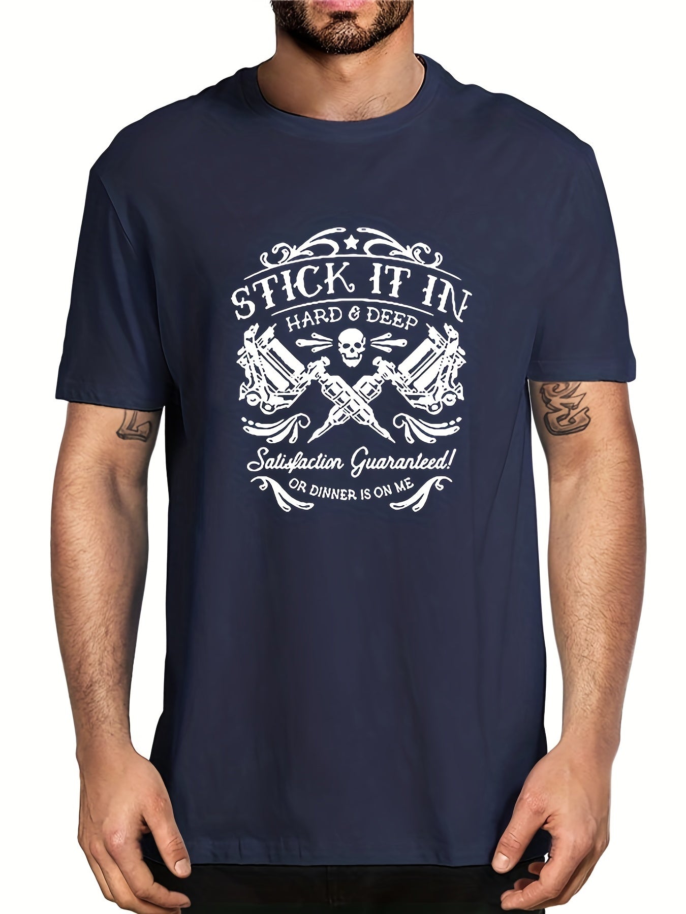 Men's Vintage Skull Graphic Tee Stretch Breathable T-shirt