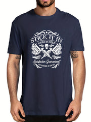 Men's Vintage Skull Graphic Tee Stretch Breathable T-shirt