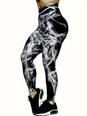 Abstract Printed Yoga Pants Slim Fit High Waist Leggings Women's Activewear
