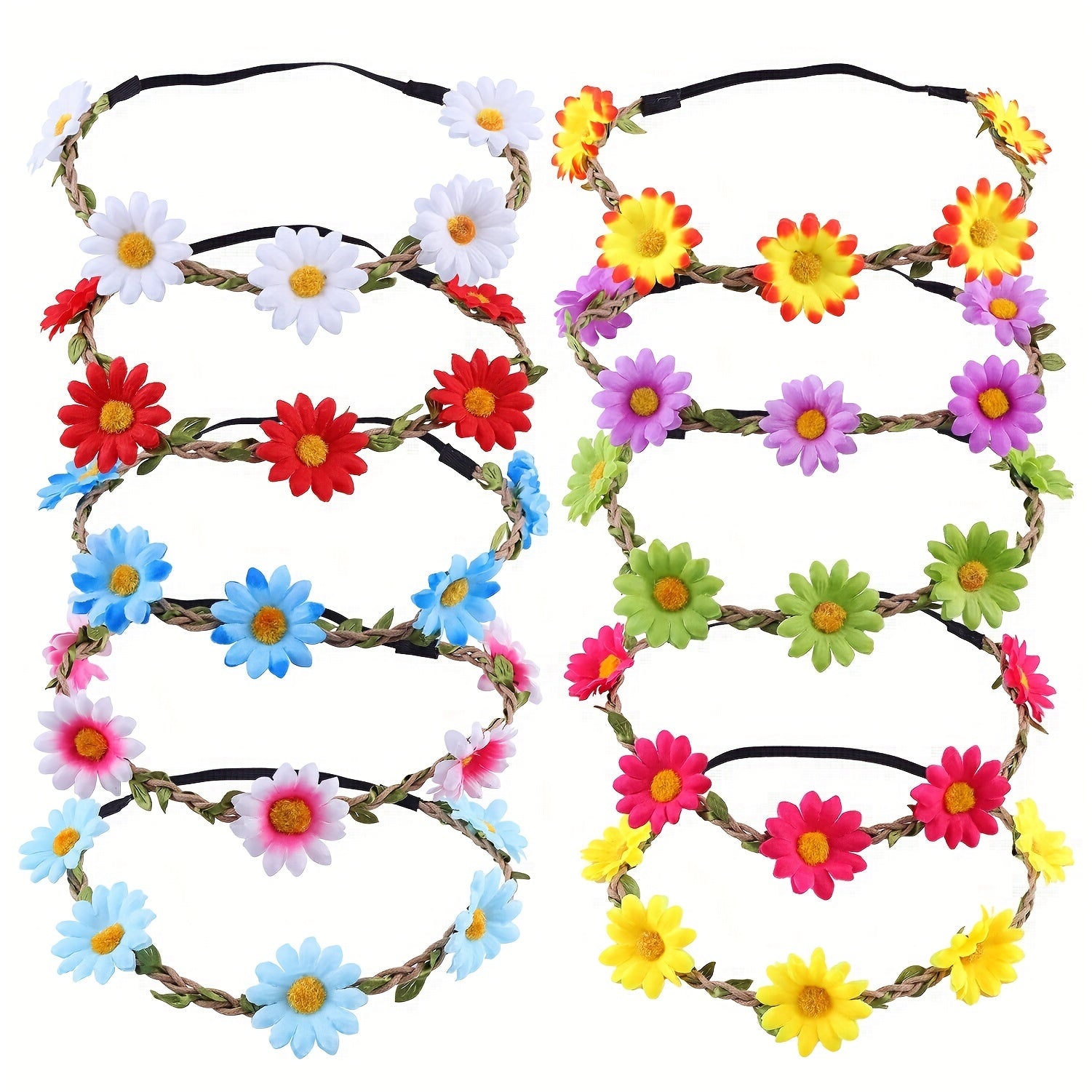 Girls Sunflower Headband Multicolor Floral Wreath for Wedding