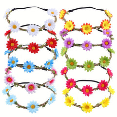 Girls Sunflower Headband Multicolor Floral Wreath for Wedding