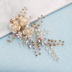 Flower & Pearl Hair Clip Barrette Bridal Wedding Headwear