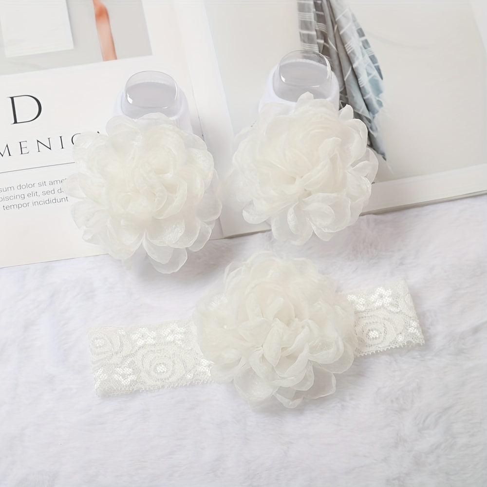Baby Girls Headband & Socks Set Floor Socks And Hair Accessories