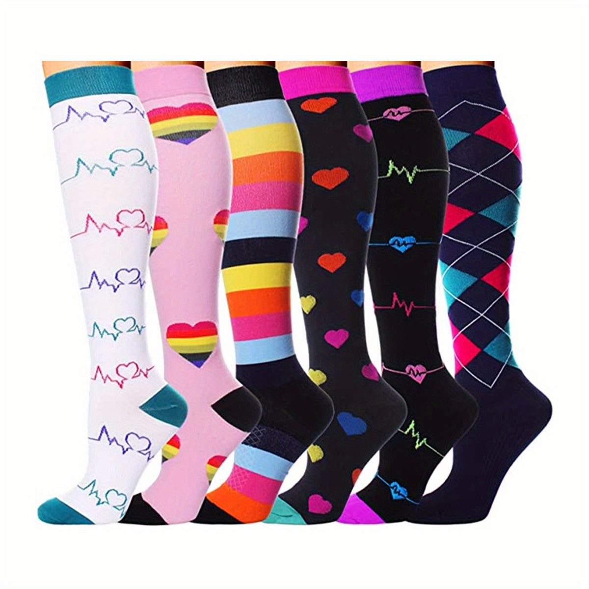 6 Pairs Men Compression Socks Running Stocking