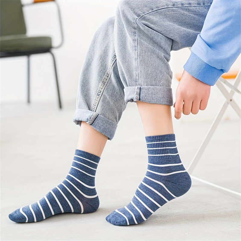 6 Pairs Striped Sports Socks Women's Mid Tube Stockings