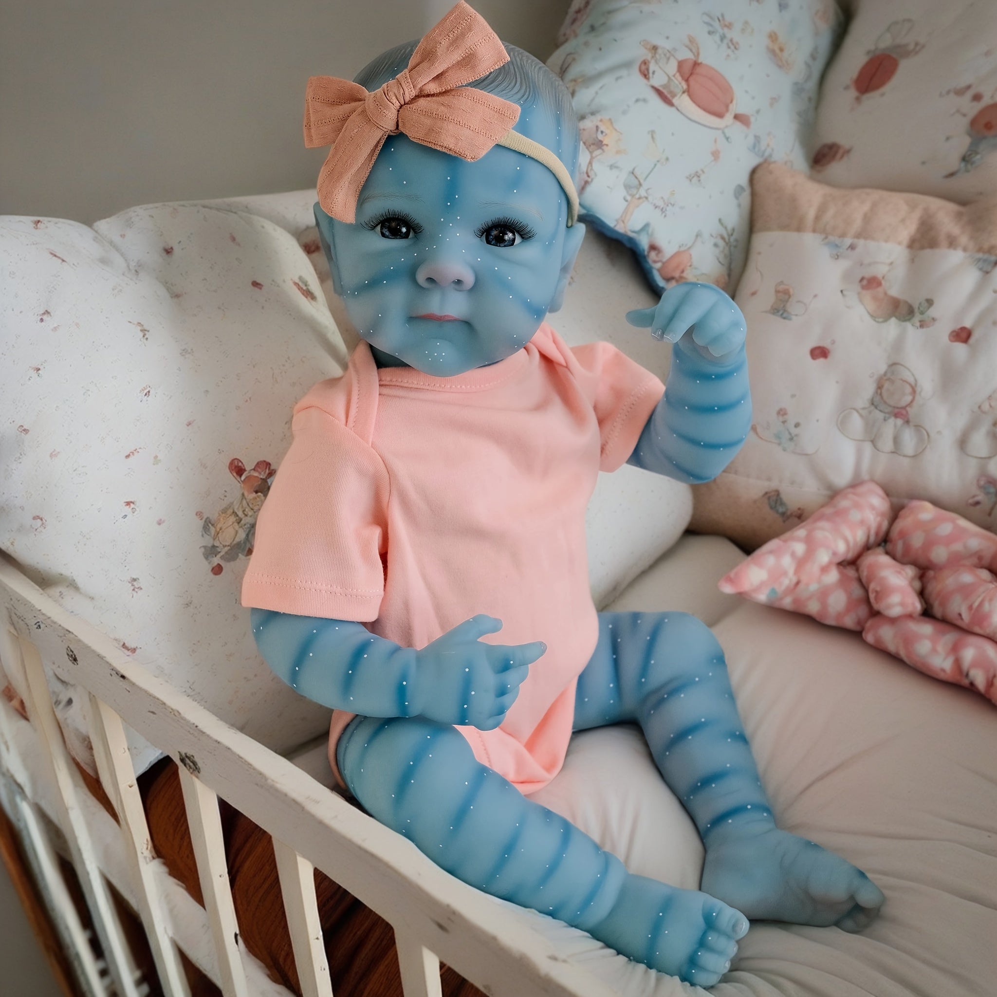 Realistic Vinyl Open Eyed Orange Bow Dress Bettie Reborn Doll