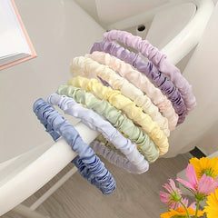 Satin Pleated Headband Decorative Hair Accessories Holiday Gift For Girls