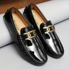 Men's Glossy Moccasin Loafer Shoes Non Slip Driving Shoes